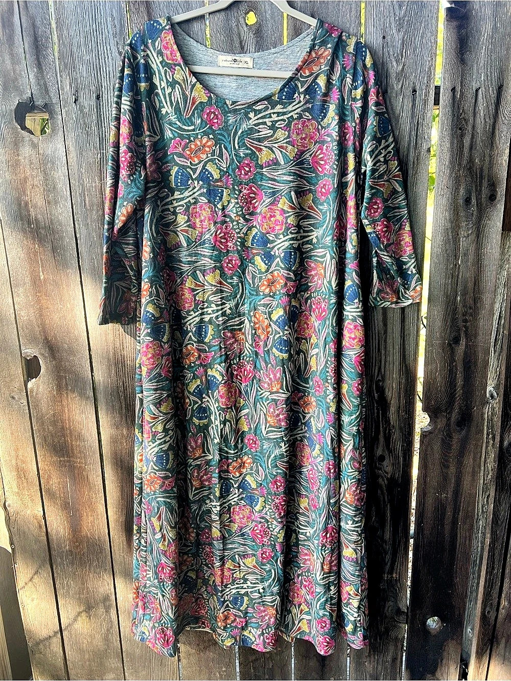 Natural Life Lottie Sweater Knit Maxi Dress Blue & Pink XL